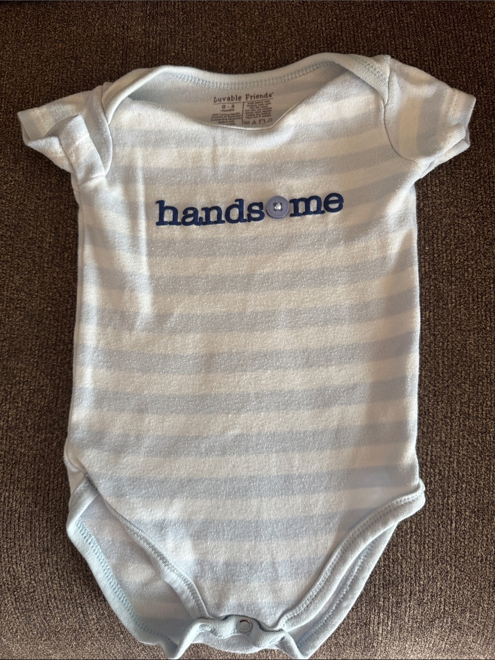 Luvable Friends Light Blue & White Striped 'handsome' One-Piece